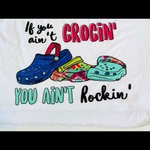 Tie Dye Crocs Soft Oversized Crop Top Tshirt